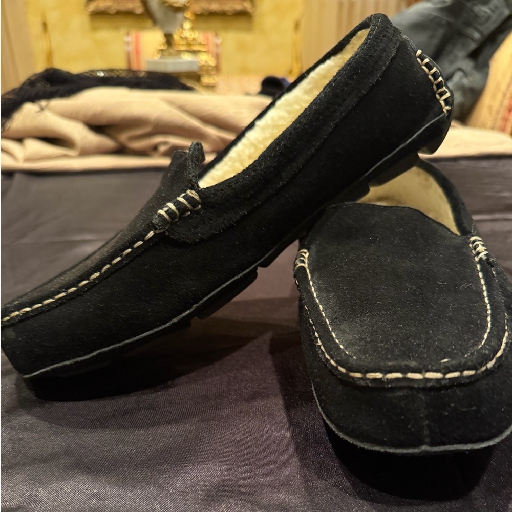 Men's Black Suede Lined Moccasin Loafers